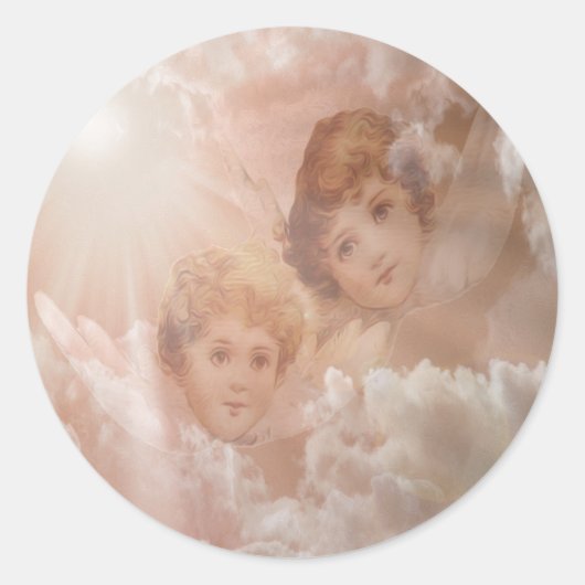 Twee Schattige Angels Ronde Sticker (Voorkant)