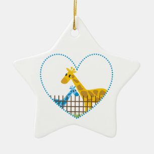 Twee schattige giraffen in een gestippeld hart Moe Keramisch Ornament