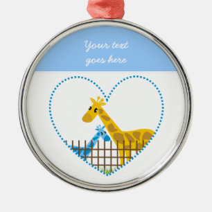Twee schattige giraffen in een gestippeld hart Moe Metalen Ornament