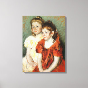 Twee Schattige jonge meisjes (door Mary Cassatt) Canvas Afdruk
