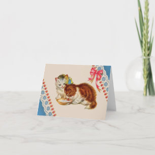 twee schattige kittens afdrukken kaart