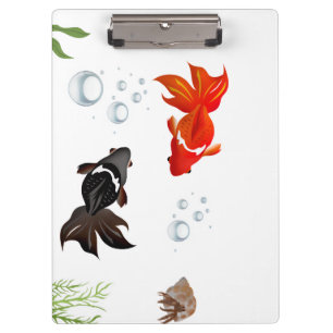 Twee schattige koi vissen spelen in het water klembord