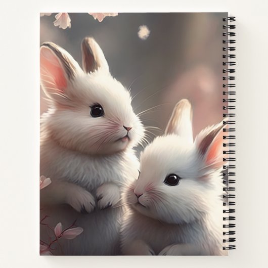 Twee schattige konijnen met sakura Spiral Notitieb Notitieboek (Achterkant)