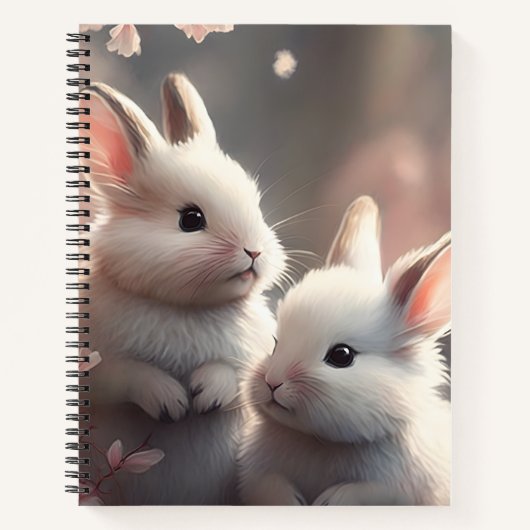 Twee schattige konijnen met sakura Spiral Notitieb Notitieboek (Voorkant)
