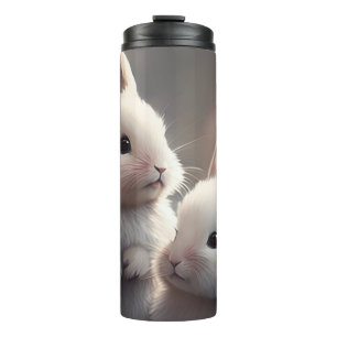 Twee schattige konijnen met sakura Thermal Tumbler Thermosbeker