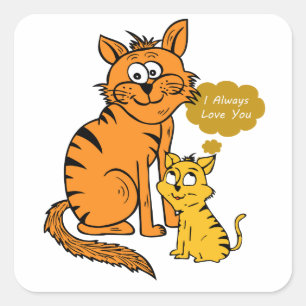 twee schattige, liefhebbende tijgers Ik hou altij Vierkante Sticker