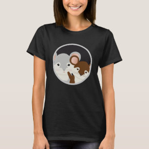 Twee schattige muizen samen in het muisgat t-shirt