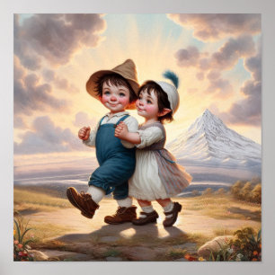 Twee Schattige Munchkins dansen Poster