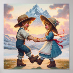 Twee Schattige Munchkins dansen Poster