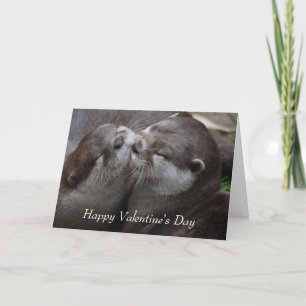 Twee Schattige Otters - Fijne Valentijnsdag Feestdagen Kaart