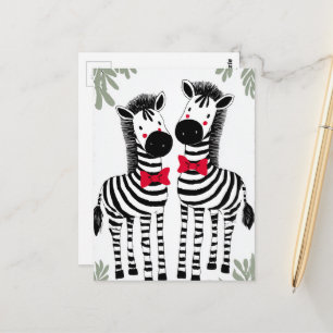 Twee Schattige Zebras Briefkaart