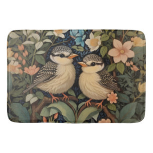Twee Schattigee Baby Birds Botanische Tuin Badmat