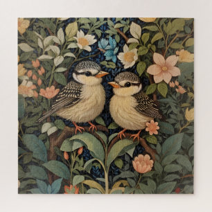 Twee Schattigee Baby Birds Botanische Tuin Legpuzzel