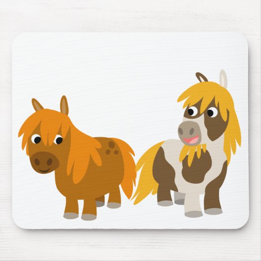 Twee Schattigee Cartoon pony's mousepad Muismat (Voorkant)