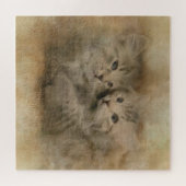 Twee Schattigee grijs gestreepte Kittens in Waterv Legpuzzel (Horizontaal)