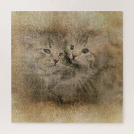 Twee Schattigee grijs gestreepte Kittens in Waterv Legpuzzel (Verticaal)