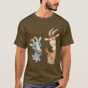 Twee Schattigee Happy Cartoon Goats T-shirt