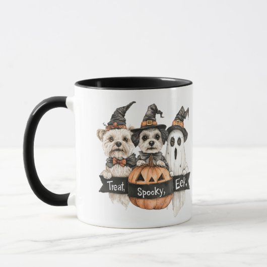 Twee Schattigee honden en een spook Halloween Mok (Links)