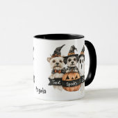 Twee Schattigee honden en een spook Halloween Mok (Voorkant rechts)