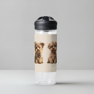 🐶 Twee Schattigee honden met een sterrenachtergro Waterfles