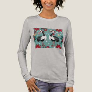 Twee Schattigee kerststruisvogels in Santa Hats Tri-Blend Shirt