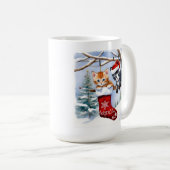 Twee Schattigee Kittens Kerstkous en Santa Hat Koffiemok (Voorkant rechts)