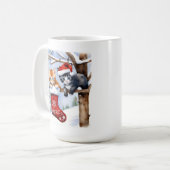 Twee Schattigee Kittens Kerstkous en Santa Hat Koffiemok (Voorkant links)