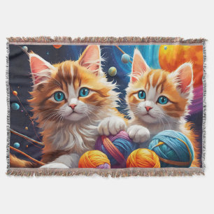 Twee Schattigee kittens met bolletjes garen en Pla Deken
