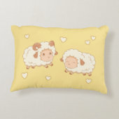 Twee Schattigee kleine schapenpatroontje op geel Accent Kussen (Achterkant)