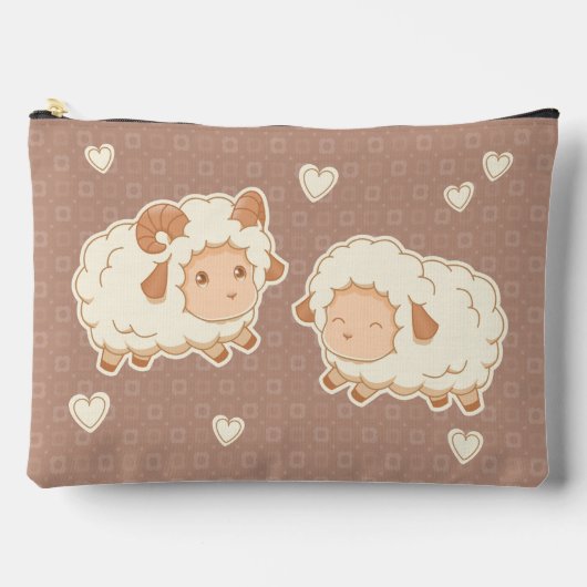 Twee Schattigee kleine schapenram Ewe op bruin Etui (Voorkant)