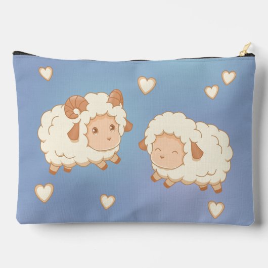 Twee Schattigee kleine schapenrammen op blauw Etui (Achterkant)