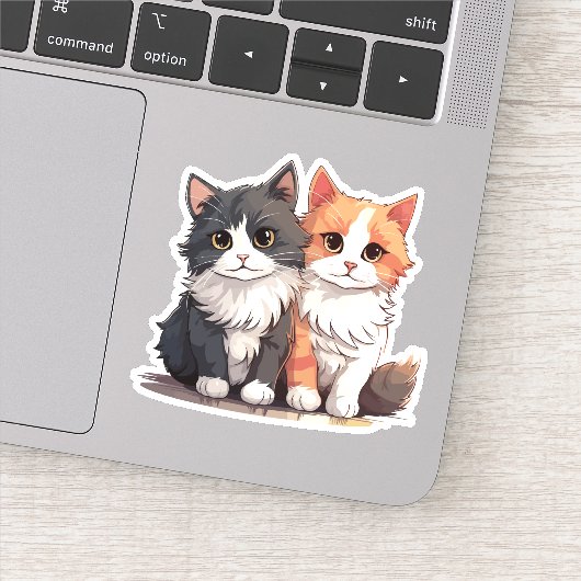 Twee Schattigee Schattige Katten Kittens Sticker (Detail)