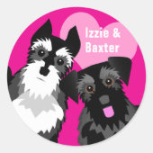 Twee Schattigee Schnauzers Ronde Sticker (Voorkant)