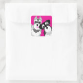 Twee Schattigee Schnauzers Vierkante Sticker (Tas)