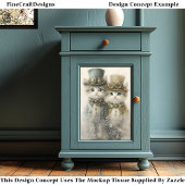 Twee Schattigee Victoriaans Steampunk Kittens CA3  Tissuepapier