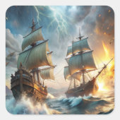 Twee schepen in het Zee Vierkante Sticker (Voorkant)