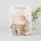 Twee schepjes Fun Ice Cream 2e Verjaardagsfeest Kaart (Staand voorkant)