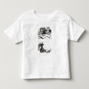 Twee schetsen voor de achterzijde van de medaille, kinder shirts