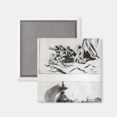 Twee schetsen voor de achterzijde van de medaille, magneet (Voorkant / Achterkant)