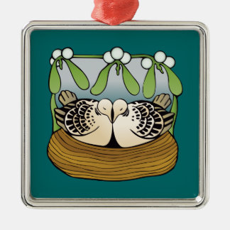 Twee schildpadden metalen ornament