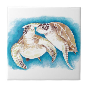 Twee Schildpadden van het Zee Tegeltje