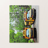 Twee schoolbussen legpuzzel (Verticaal)