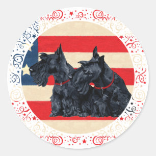 Twee Schotse Patriottische Terriers Ronde Sticker