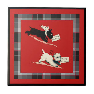 Twee Scottie Dog Sm. Keramisch keramisch tegel (4, Tegeltje