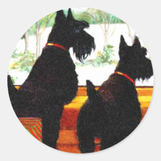 Twee Scottie honden met Kerstmis Ronde Sticker