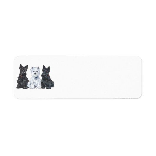 Twee Scotties en een Westie Etiket (Voorkant)