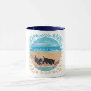 Twee Scotties op het strand Mok