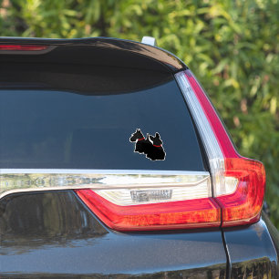 Twee Scottish Terrier/ zwarte silhouet rode halsba Sticker