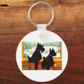 Twee Scotty Dogs met Kerstmis Sleutelhanger (Voorkant)