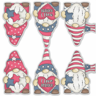 Twee sets van patriottische USA-vlag tuin kabouter Sticker